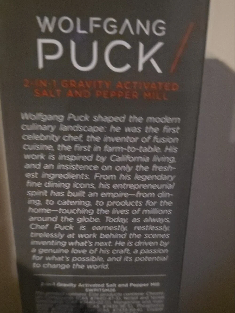 Wolfgang Puck White Pepper Mill - Sleek Countertop Grinder